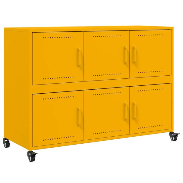 vidaXL Buffet jaune moutarde 100 5x39x72 cm acier