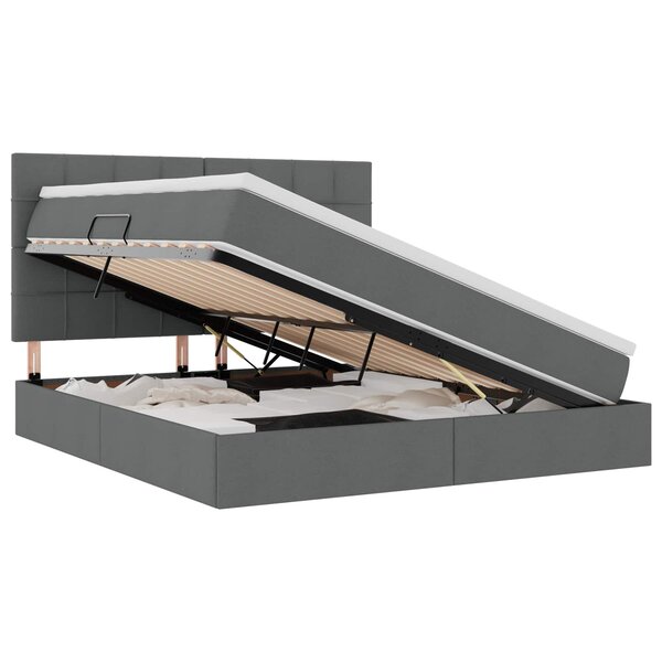 vidaXL Lit avec rangement et matelas Gris foncé 160 x 200 cm tissu