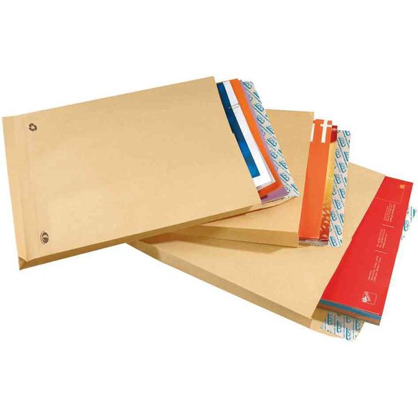 Boite de 250 sacs à soufflets kraft brun c5 162x229 120 g/m² bande de protection gpv