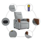 vidaXL Fauteuil de massage inclinable Gris clair Tissu