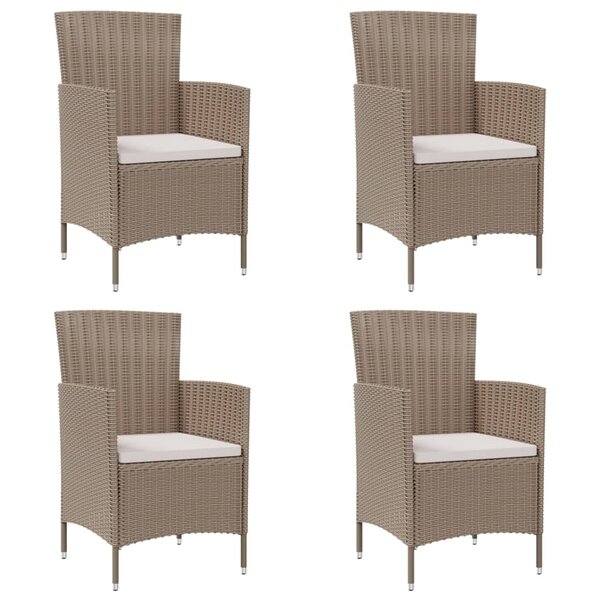 vidaXL Chaises de jardin avec coussins lot de 4 Résine tressée Beige