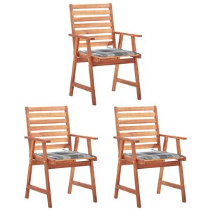 vidaXL Chaises à manger d'extérieur lot de 3 et coussins Acacia massif