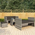 vidaXL Salon de jardin 5 Pièces avec coussins résine tressée gris