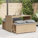 vidaXL Ensemble à manger de jardin et coussins 3 Pièces Beige poly rotin