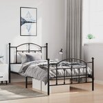 vidaXL Cadre de lit métal sans matelas et pied de lit noir 100x200 cm