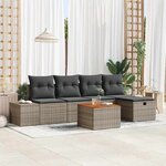 vidaXL Ensemble de canapé de jardin avec coussin 6 Pièces Gris Poly rotin