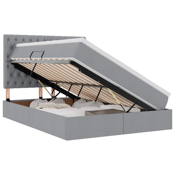 vidaXL Lit avec rangement et matelas Gris clair 140 x 200 cm tissu