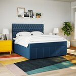 vidaXL Sommier à lattes de lit avec matelas Bleu 180x200 cm Tissu