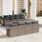 vidaXL Ensemble de canapé de jardin 9 Pièces Gris