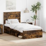 vidaXL Cadre de lit Chêne fumé 100 x 200 cm Bois de pin massif