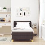 lit à ressort vidaXL avec matelas en marron foncé  100x200 cm  tissu