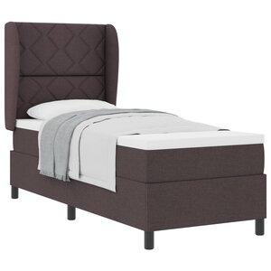 vidaXL Lit à ressorts avec matelas Marron foncé 80 x 200 cm tissu