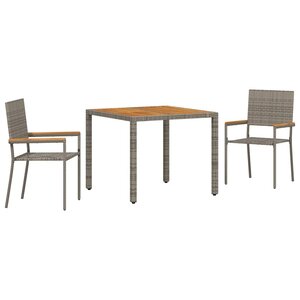 vidaXL Ensemble de salle à manger pour jardin 3 Pièces Gris polyrotin