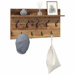 vidaXL Porte-manteau mural avec étagère Bois ancien 80 x 40 x 12 cm