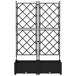 vidaXL Jardinière de jardin avec treillis 2 Pièces Noir 80x40x125.5 cm