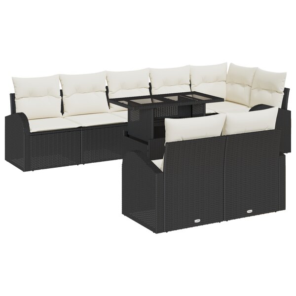 vidaXL Ensemble de 9 Pièces de Canapés de Jardin avec Coussins Noir Poly Rattan
