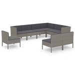 Salon de jardin meuble d'extérieur ensemble de mobilier 9 pièces avec coussins résine tressée gris 02_0018085