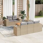 vidaXL Salon de jardin avec coussins 6 Pièces beige résine tressée