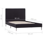 vidaXL Cadre de lit Noir Tissu 90x200 cm