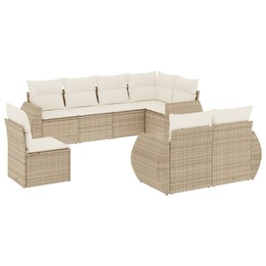 vidaXL Salon de jardin avec coussins 8 Pièces beige résine tressée