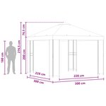 vidaXL Pavillon 3 x 3 m Marron Polyester et Acier 190 gsm