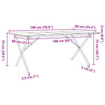 vidaXL Table à manger cadre en X 180x90x75 cm bois de pin massif acier