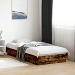 vidaXL Cadre de lit sans matelas chêne fumé 90x190cm bois d'ingénierie