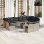 vidaXL Salon de jardin avec coussins 13 Pièces gris clair résine tressée