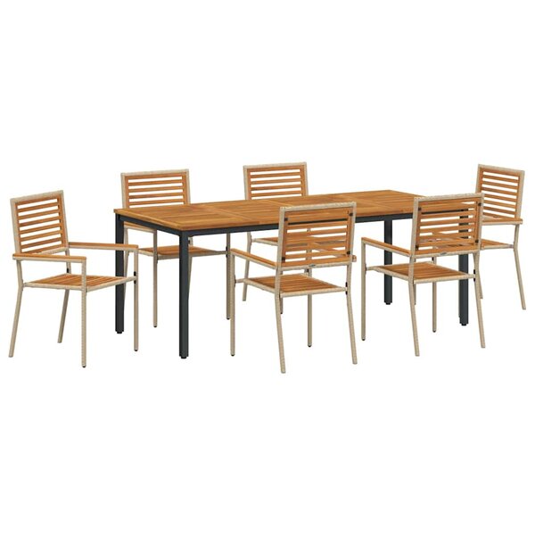 vidaXL Ensemble de salle à manger pour jardin 7 Pièces Beige et Marron