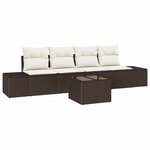 vidaXL Ensemble de canapé de jardin avec coussin 5 Pièces Marron et Crème
