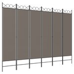 vidaXL Cloison de séparation 6 panneaux Anthracite 240x200 cm Tissu