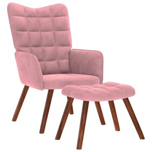 vidaXL Chaise de relaxation avec tabouret Rose Velours