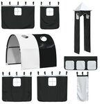 vidaXL Rideaux pour lit mezzanine avec tunnel et tour blanc et noir