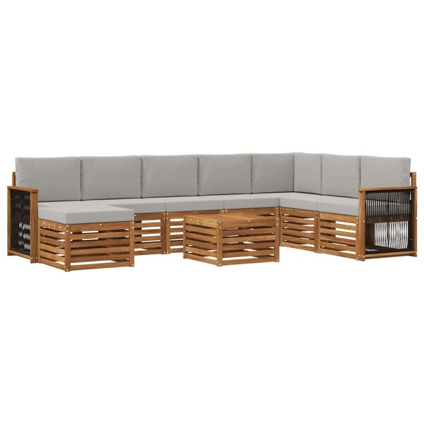 vidaXL Ensemble de canapés d'extérieur 7 pc Naturel et gris clair