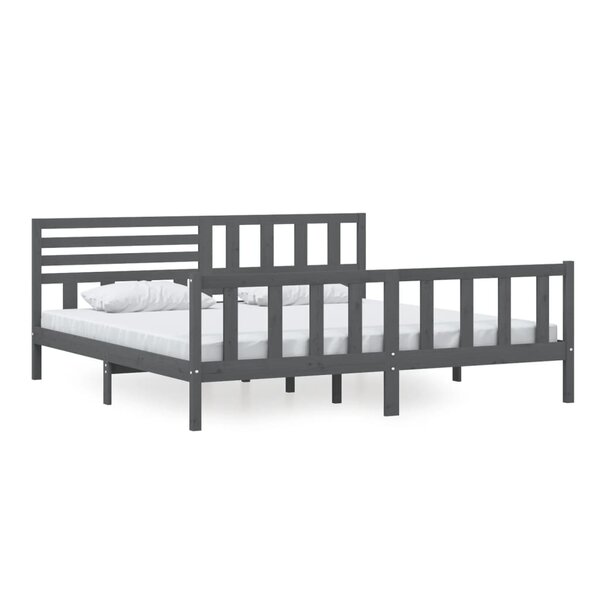 vidaXL Cadre de lit sans matelas gris bois massif 200x200 cm