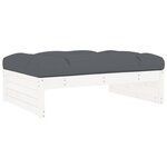 vidaXL Salon de jardin 5 Pièces avec coussins blanc bois massif