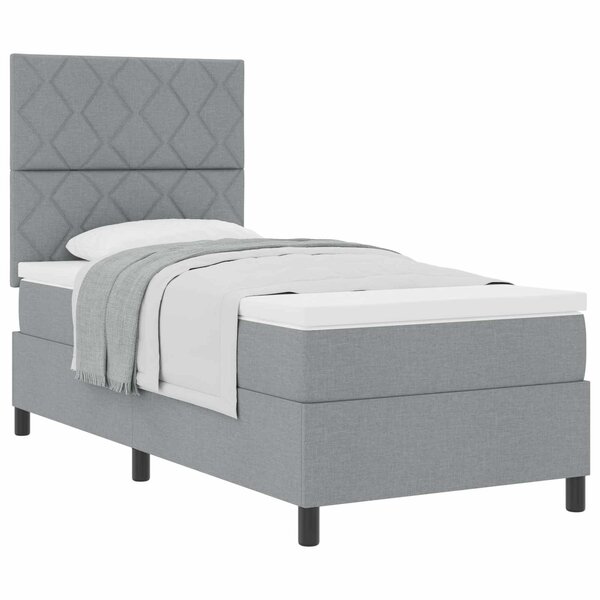 vidaXL Lit à ressorts avec tête de lit Gris clair 100 x 200 cm tissu