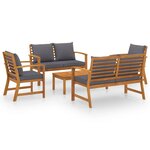 Salon de jardin meuble d'extérieur ensemble de mobilier 5 pièces avec coussin bois d'acacia solide 02_0016291