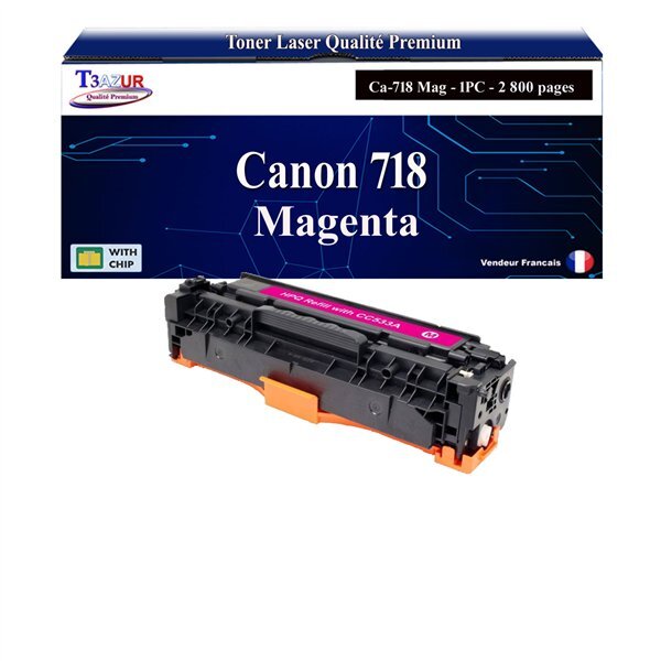 T3AZUR -Toner compatible avec Canon 718 (2660B002)pour Canon MF726CDW  MF728CDW  MF729CDW Magenta -2 800 pages