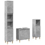 vidaXL Ensemble de meubles de salle de bain 3 Pièces gris béton