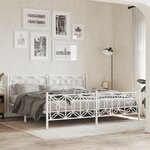 vidaXL Cadre de lit métal sans matelas et pied de lit blanc 193x203 cm