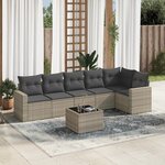 vidaXL Salon de jardin avec coussins 7 Pièces gris clair résine tressée