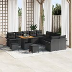 Ensemble de canapés de jardin vidaXL 13 pièces avec coussins noirs en poly rotin