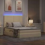 vidaXL Lit de rangement LED avec matelas Crème 140 x 190 cm Tissu