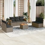 vidaXL Salon de jardin 8 Pièces avec coussins gris résine tressée
