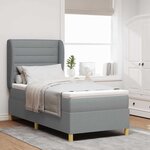 vidaXL Lit à ressorts avec matelas Gris clair 190 x 90 cm tissu