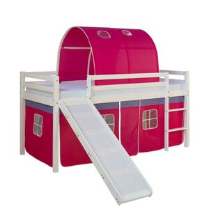 Lit rose mi-haut avec matelas 90x200 cm tunnel