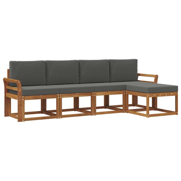 vidaXL Ensemble de canapés d'extérieur 5 pc Naturel et Anthracite