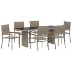 Ensemble salle à manger jardin vidaXL 7 pièces gris poly rattan