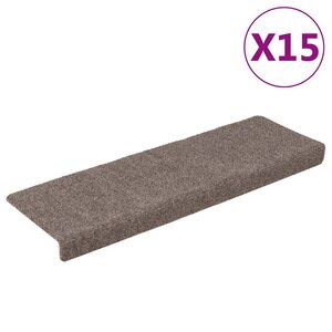 vidaXL Tapis d'escalier 15 Pièces Tissu aiguilleté 65x21x4 cm Crème